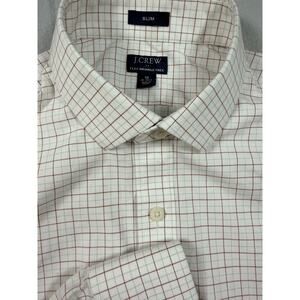 J.CREW Slim Fit Flex Wrinkle Free Shirt Medium White Red Plaid Button Down
